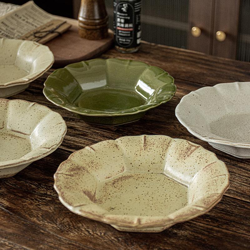 Restauracja Celebryty Internetowej Japoński Retro Zestaw Stołowy z Grubej Ceramiki Ceramiczny Talerz Domowy Talerz Hotelowy Zestaw Talerzy