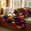 New Flannel Blanket Arrival Extra Soft Warm Plush Jigsaw Puzzle Blanket All-Season Cozy Throw Multicolor Interlocking Puzzle