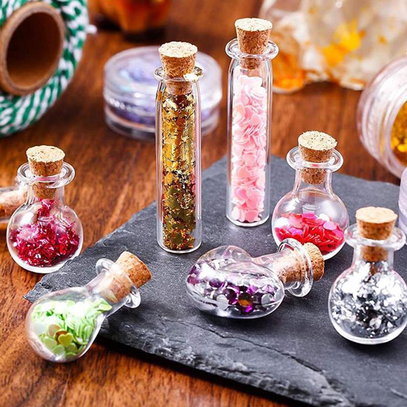 10Pcs Small Glass Bottles With Cork Stoppers Diy Decoration Mini Glass Vials Cork Message Glass Vial Wishing Bottles