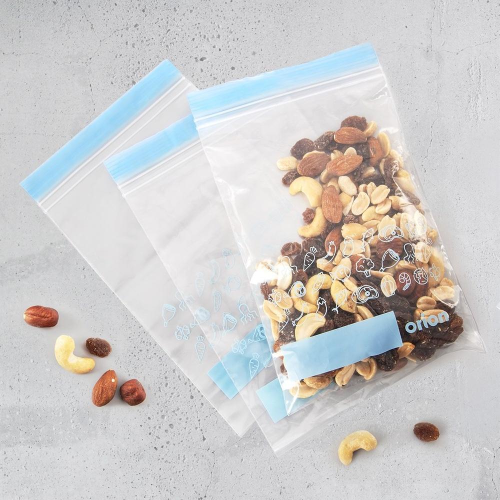 Reusable Ziplock Food Storage Bags with Label Panel 20x12cm 25 Pcs