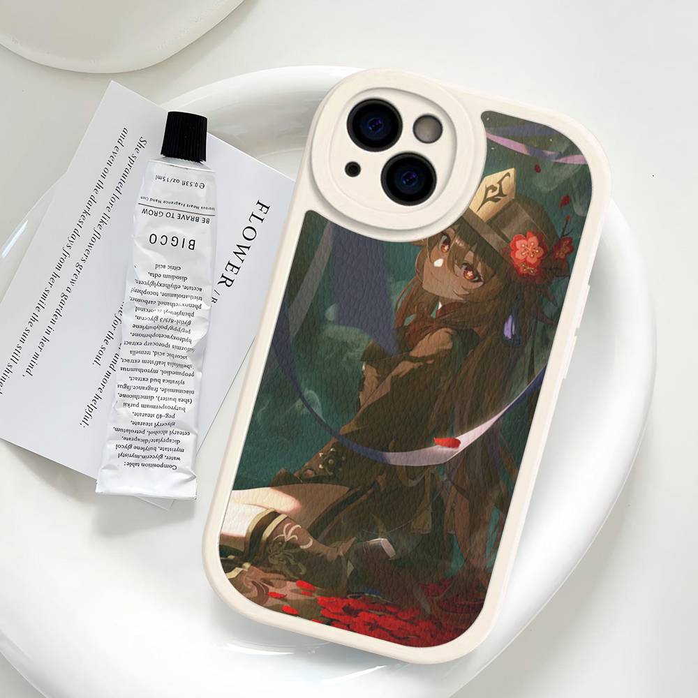 Hu Tao Genshin Impact PU Leather Phone Case For iPhone 16 15 14 13 12 11 Pro Max Plus Back Fundas