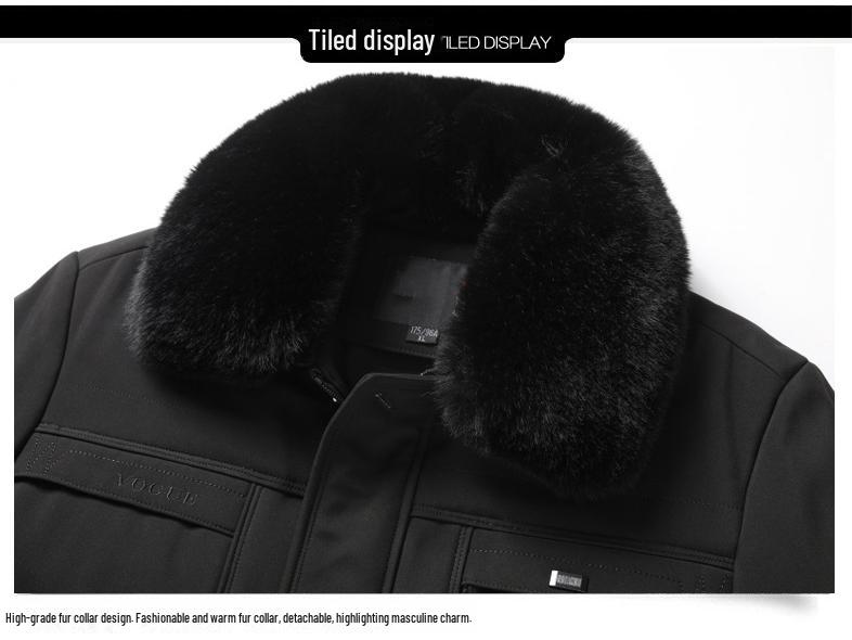 Lambskin Cotton-Padded Jacket for Middle-Aged Men and Seniors