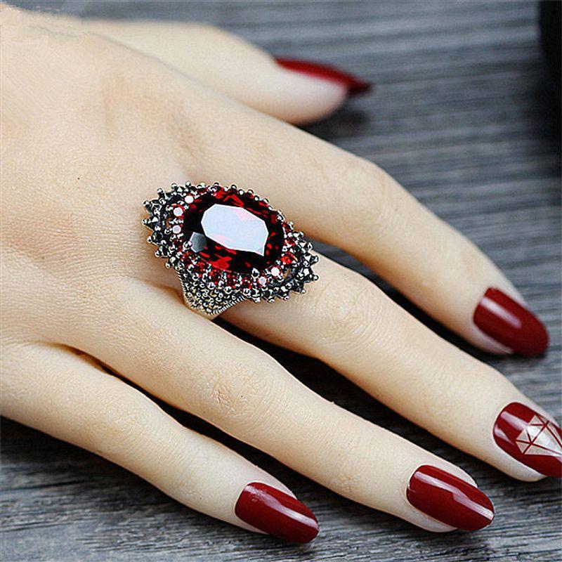 Vintage Ruby Ring, Fashionable and Unique, Sterling Silver, 2026 New Trendy Adjustable Open Ring, European and American Style Red