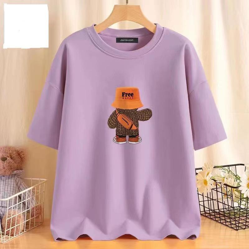 Trendiges Damen-T-Shirt mit kurzen Ärmeln und Bärenmotiv – Perfekter Sommer-Partnerlook