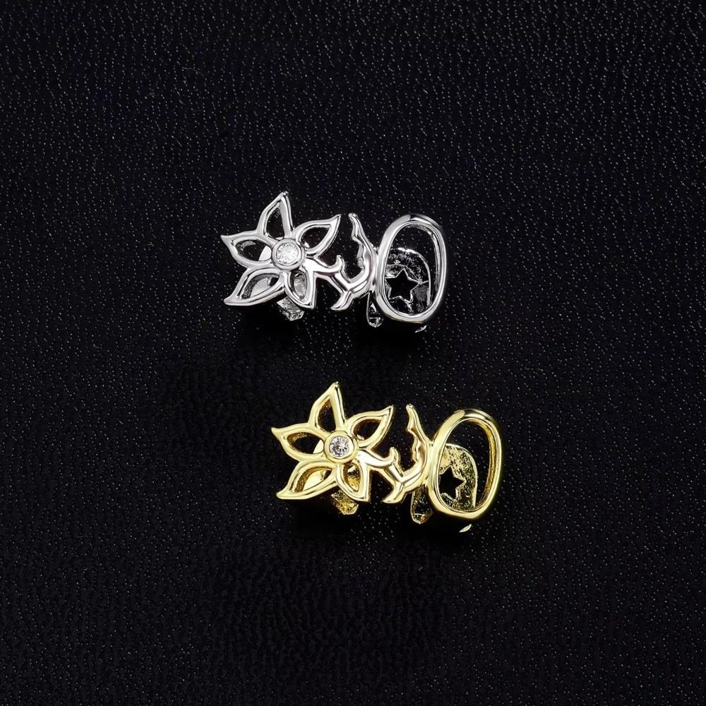 Glossy Finish Double Hollow Flower Grillz Silver Irregular Shape Tooth Grills Teeth Grillz  Party
