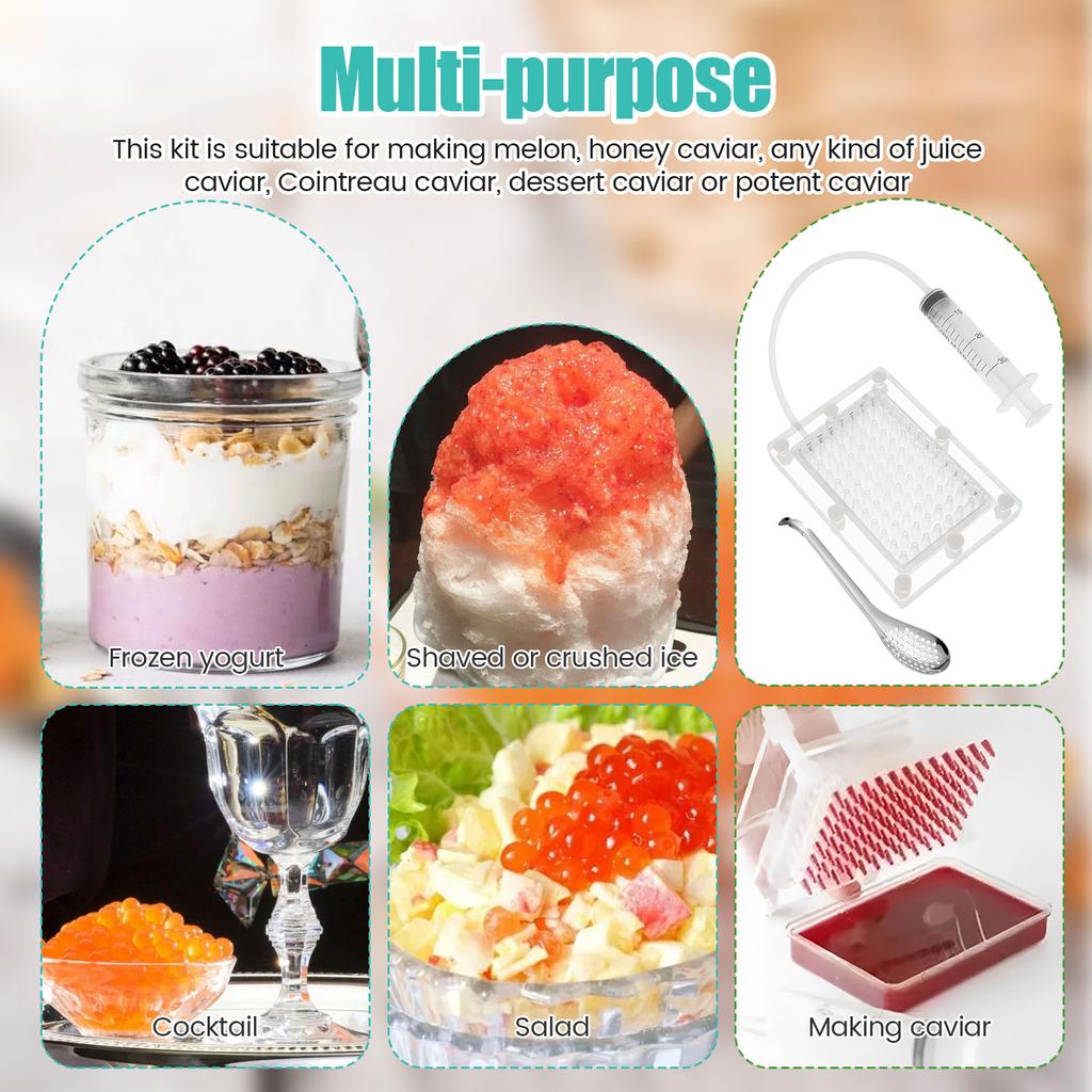 Ferramenta de Esferificação de Caviar Kit Transparente de Gastronomia Molecular com Colher Conta-gotas de Esferificação Acessórios Criativos de Cozinha