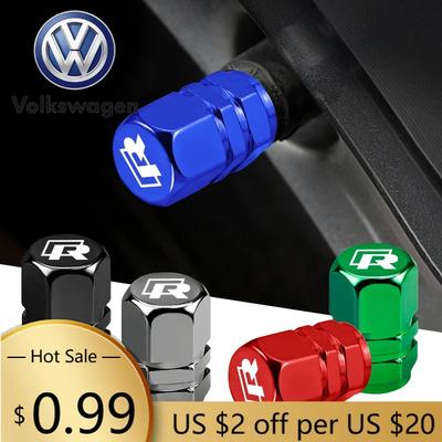 Pour VW Volkswagen Jetta MK5 Golf 4 Pièces 3D Métal Bouchons de Valve de Pneu de Voiture Cache-Poussière de Roue Pour R Volkswagen CC R-Line Beetle Tiguan GTI