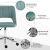 Modern Office Chair, Velvet-feel Fabric Desk Chair with Wheels, Comfy Armless Swivel Vanity Chair for Makeup, Nail Tech, Bedroom, Green