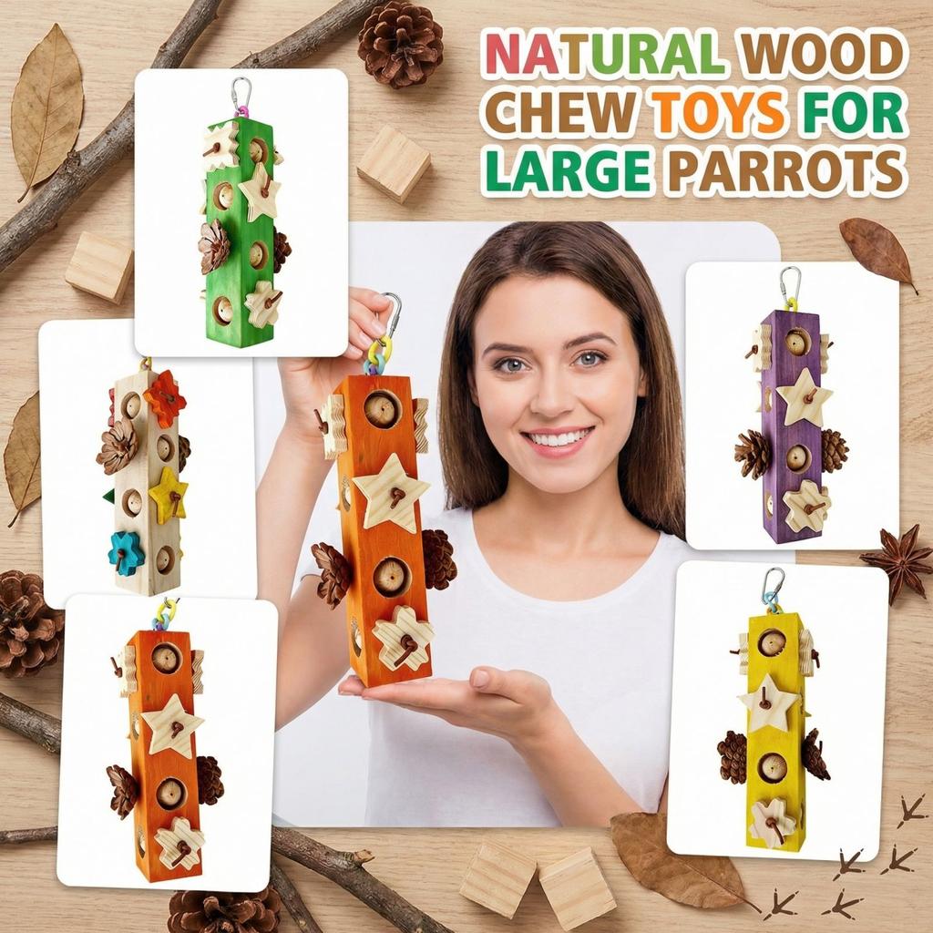 Parrot Grinding Teeth Relieving Boredom Wooden Pinecone Building Chewing Stick