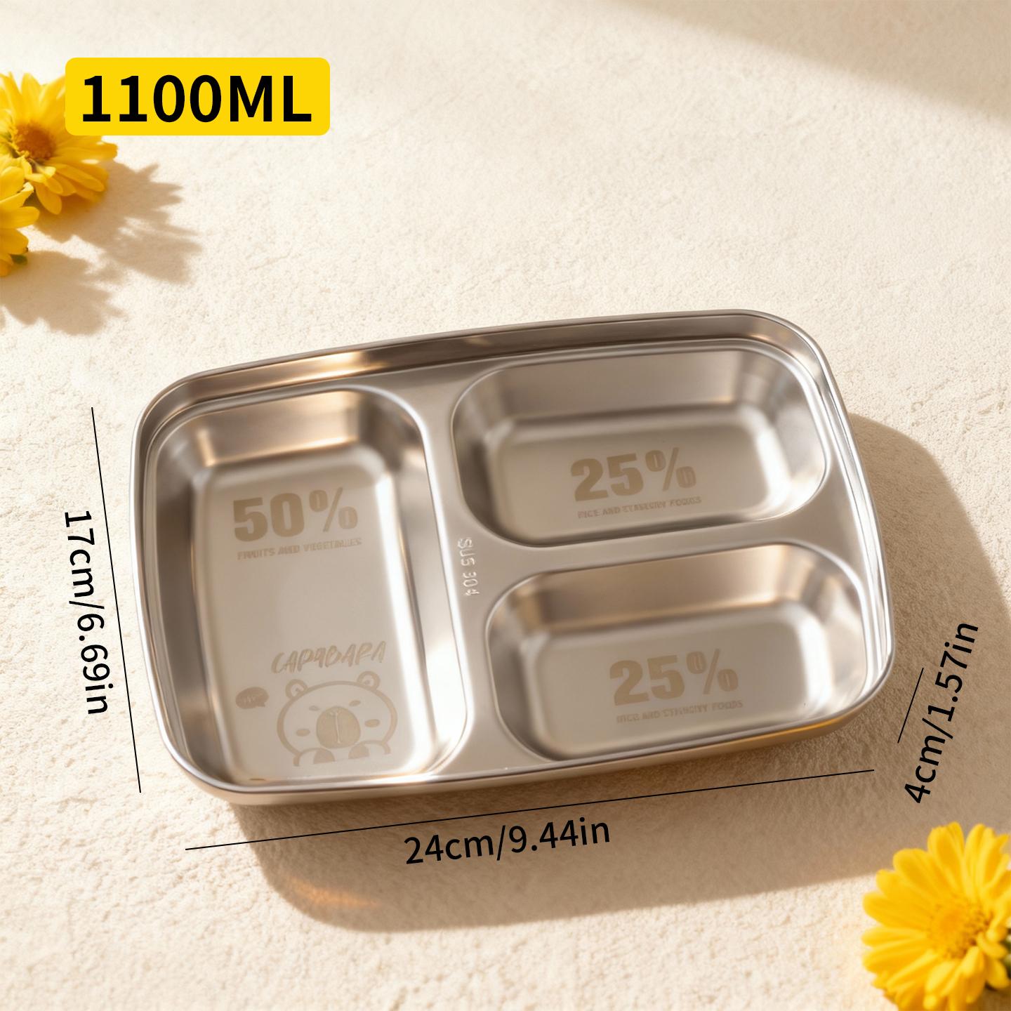 Capybara 4 Grids 304 Stainless Steel Kids Dinner Plate Large Capacity Salad Plate Dishes Children s Food Plate Dishwasher Safe