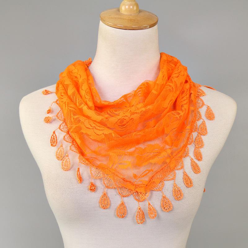 Монохромный кружевной треугольный шарф в цвете Solid Rose 130-45cm