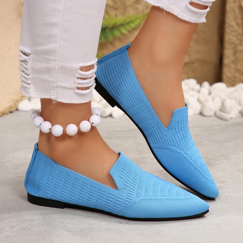 Women New Flat Shoes Women Breathable Casual Soft Bottom Knitted Sneakers Solid Color Vulcanized Shoes Casual Chaussure Femme