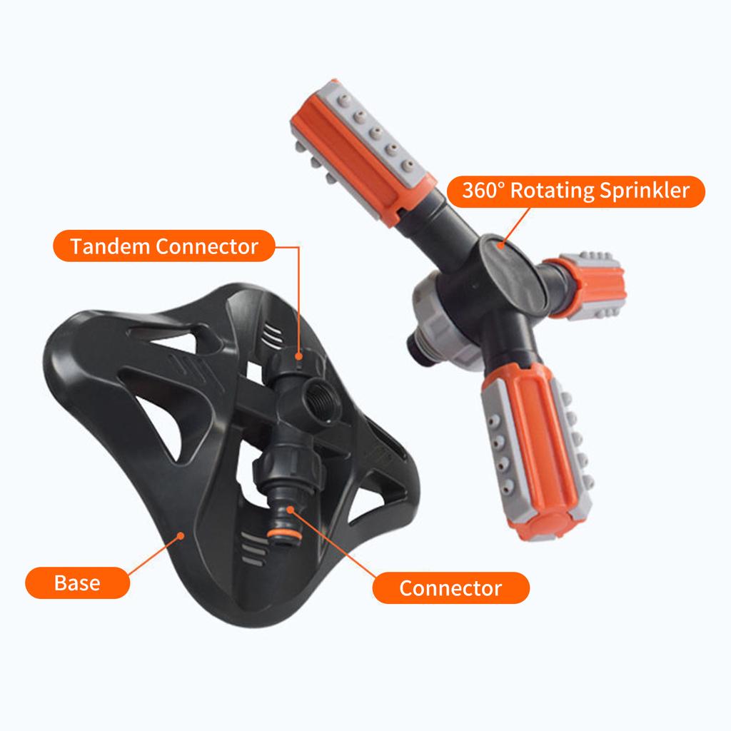360 Grad Drehbarer Gartensprenger Einstellbarer 3-Arm Rasensprenger Bewässerungssystem Outdoor Garten