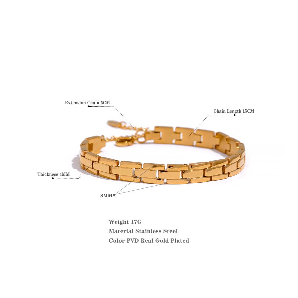 Yhpup 316L Stainless Steel Charm Polished Chain Golden Bracelet Bangle Statement Wide Pvd Adjustable Wrise Jewelry Women Men