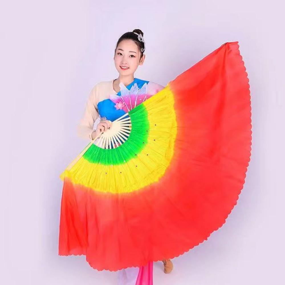 Ventilador Chinês Curto de Bambu 36cm Barriga Dança do Ventre Pintado à Mão Ventilador para Adultos Véu Pares Ferramentas de Dança Yangko