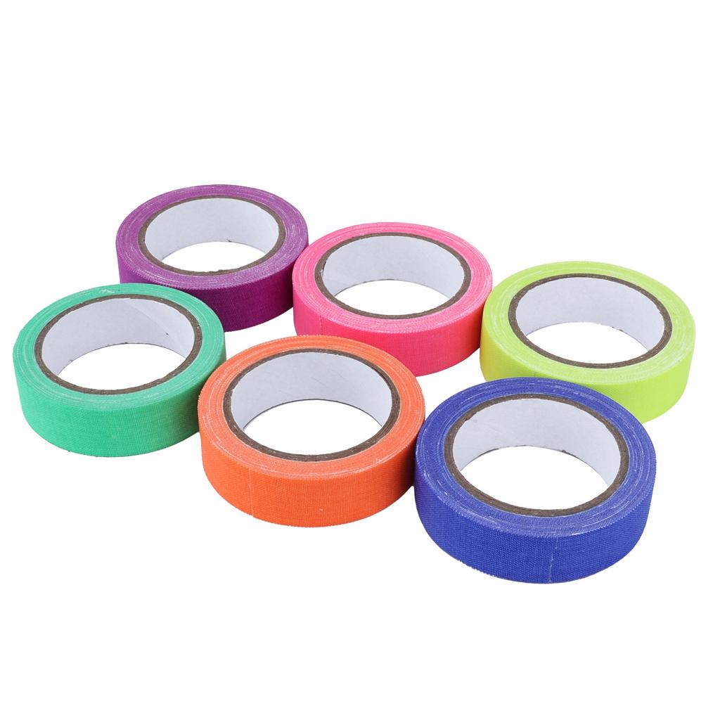 6Pcs Adhesive Tape 6 Color Fluorescent UV Cotton Cloth Tape Stage Performance Prop
