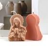 3D Glowing Virgin Mary Silicone Candle Mold DIY Half Body Praying Virgin Mary Flower Carrying Candles Gypsum Soap Home Decor