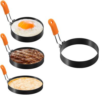 2/4pcs Per Set 6 Inch Professional Pancake Ring Stainless Steel Fried Egg Ring Griddle Shapers for Breakfast Omelette Sandwich