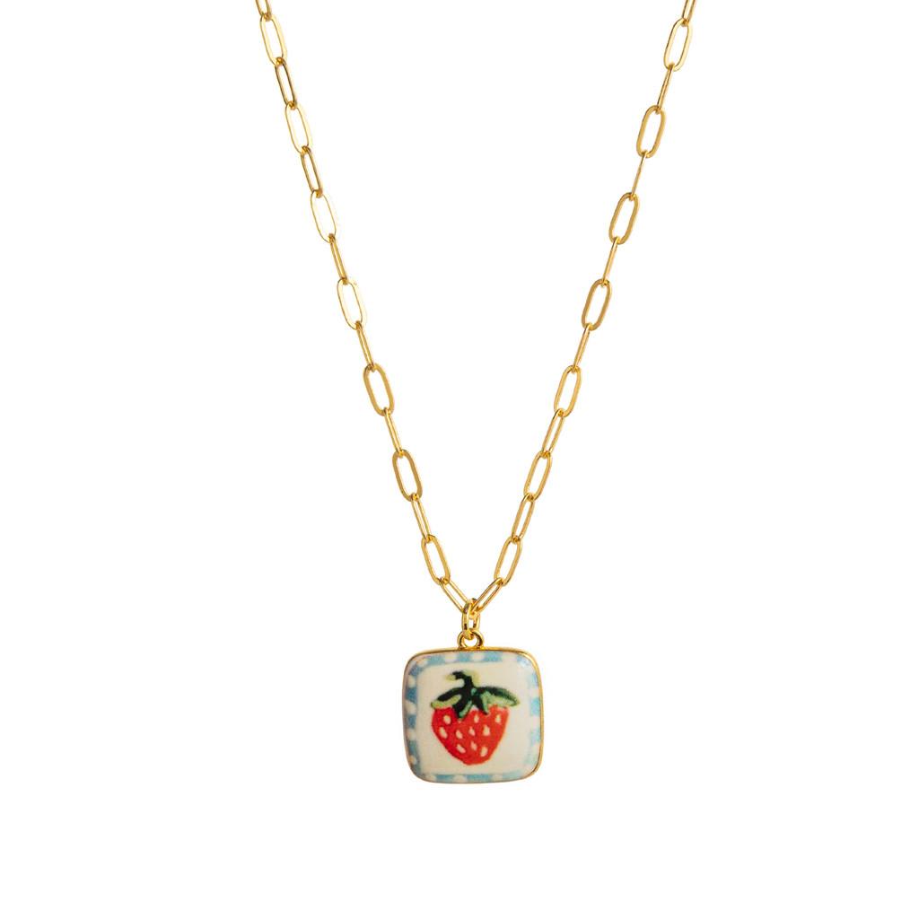 Small Fresh Plant Pendant Necklace With Geometric Copper Design For Women And Men