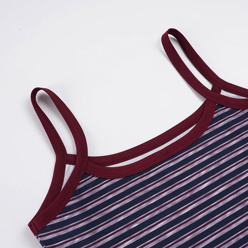 BM Style European & American Slim Crop Top & Shorts Set – Striped Camisole & Shorts for Women