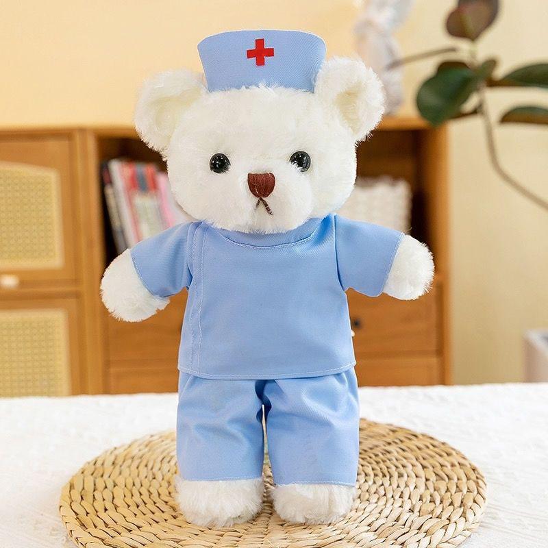 Schattige Verpleegster Teddybeer Pluche Speelgoed Zachte Gevulde Beer in Verpleegstersuniform Voor Verpleegkundigen Waardering En Medische School Souvenir Cadeau Creativiteit 30cm