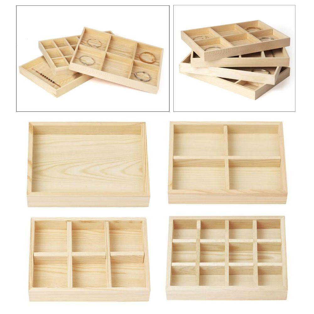 Wooden Jewelry Display Tray Multi-grid Stackable Card Box Jewelry Storage Box