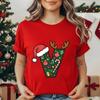 Festive Christmas Alphabet Letter Santa Hat Print Tshirt for Women Fashion T Shirt Streetwear Female Clothes Casual clothing