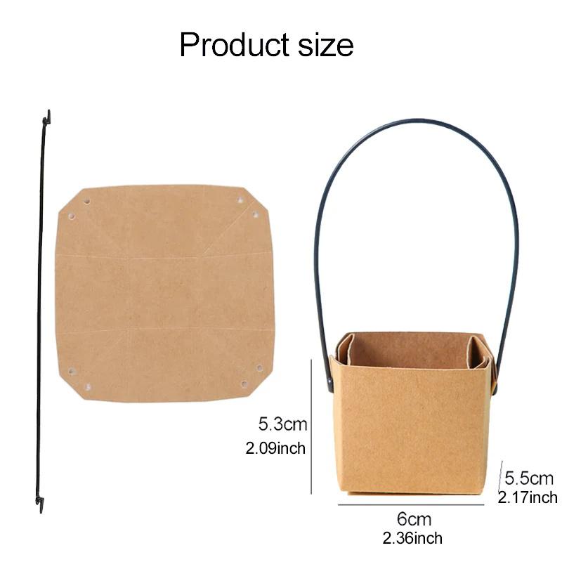 10pcs Kraft Paper Succulent Potted Plant Box Handheld Waterproof Square Lightweight Potted Plant Box Gardening Accessories