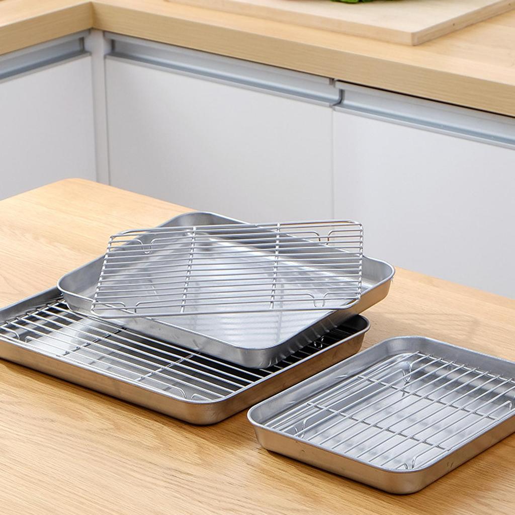 Pan Cookie with Wire Rack Heavy Duty Bakeware Bread Pans Cooling Oven Tray for Hotels