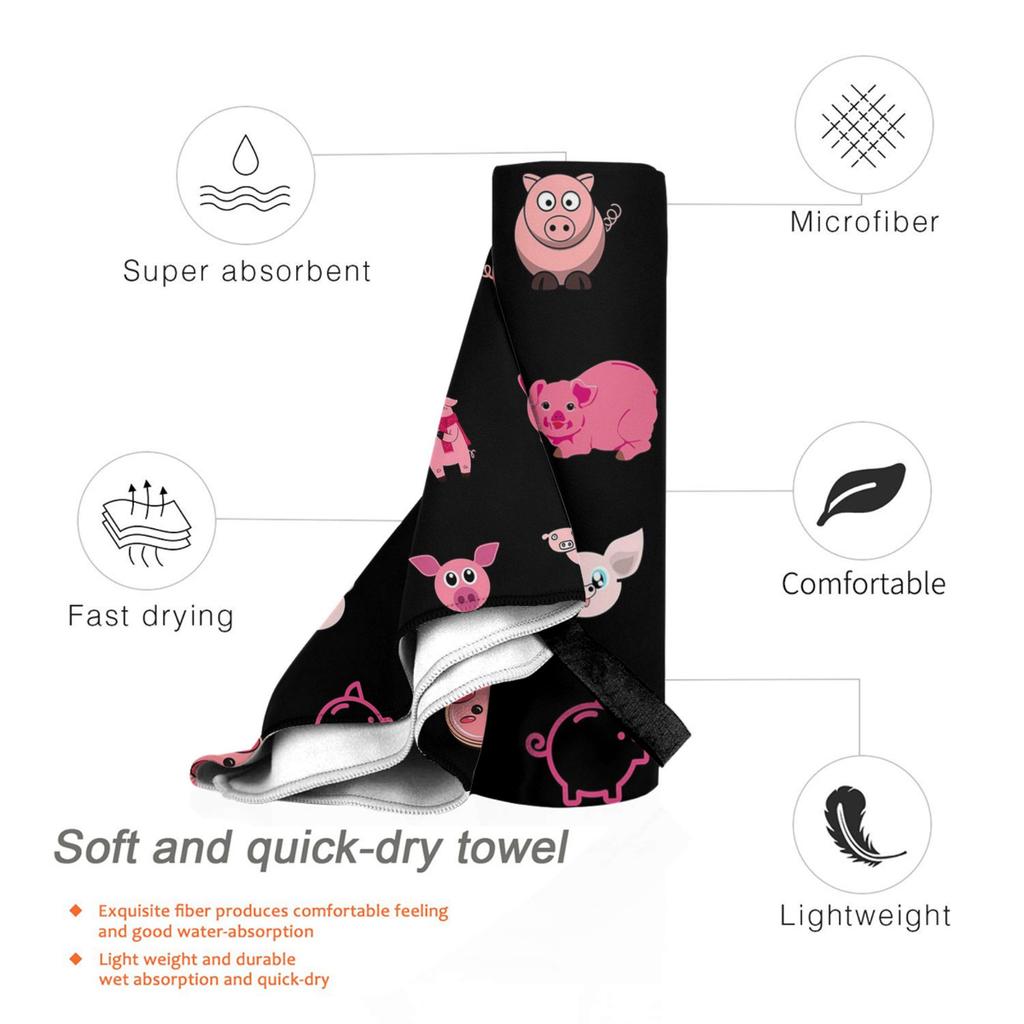 National Pig Day Sticker Pack Beach Towel Soft Microfiber Quick Dry Absorbent Quick Towels For Swimming