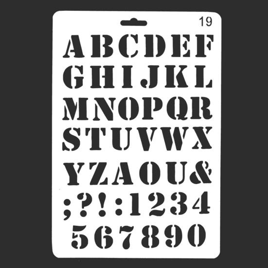 Englische Alphabet-Nummern-Vorlage zum Selbermachen, Scrapbook-Zeichnungsschablone, Messlineal