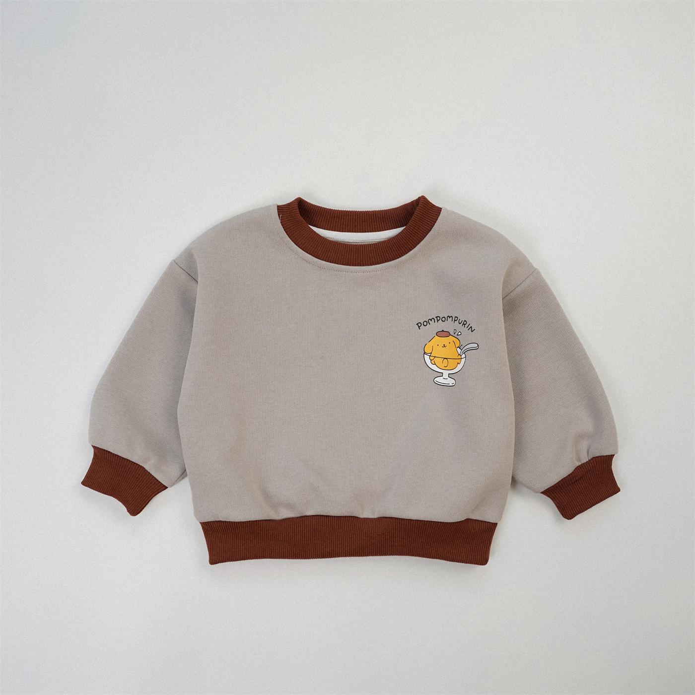 

Kids Cartoon Letter Hoodie - Sibling Matching Autumn Color Block Top for Toddlers 90cm сірий колір