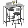 Mesa de Bar con Juego de Taburetes de Bar Mesa de Encimera con 2 Taburetes Acolchados con Reposapiés para Comedor, Espacio Pequeño, Gris
