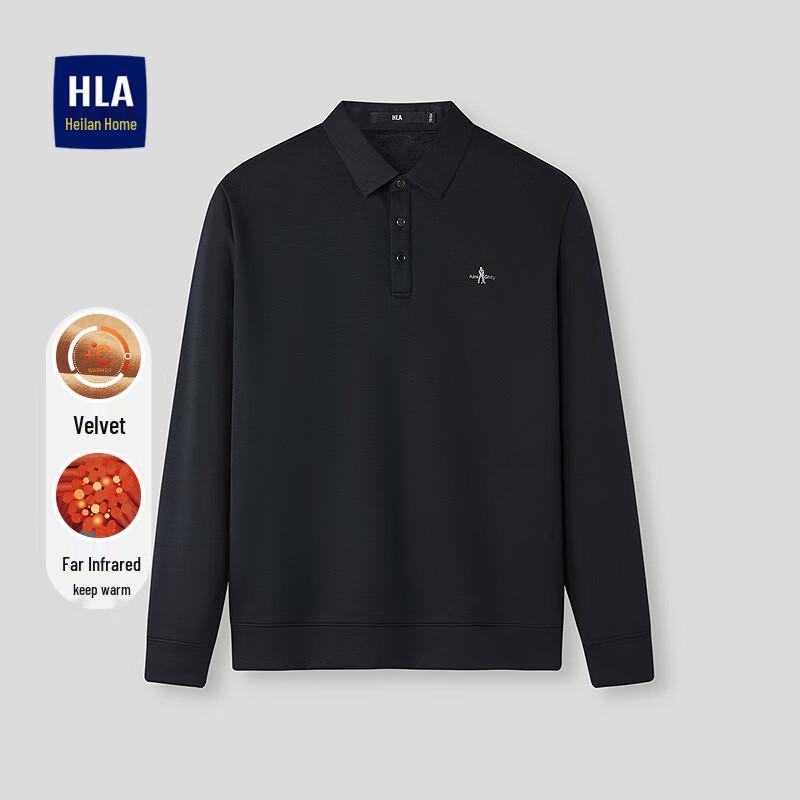 

HLA Men s Warm Fleece-Lined Knitted Polo Sweater L