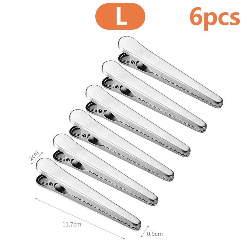 3/6/12Pcs Stainless Steel Clips, Multi-Purpose Food Storage Bag Clips, Reusable Kitchen Alligator Clip Office Binding