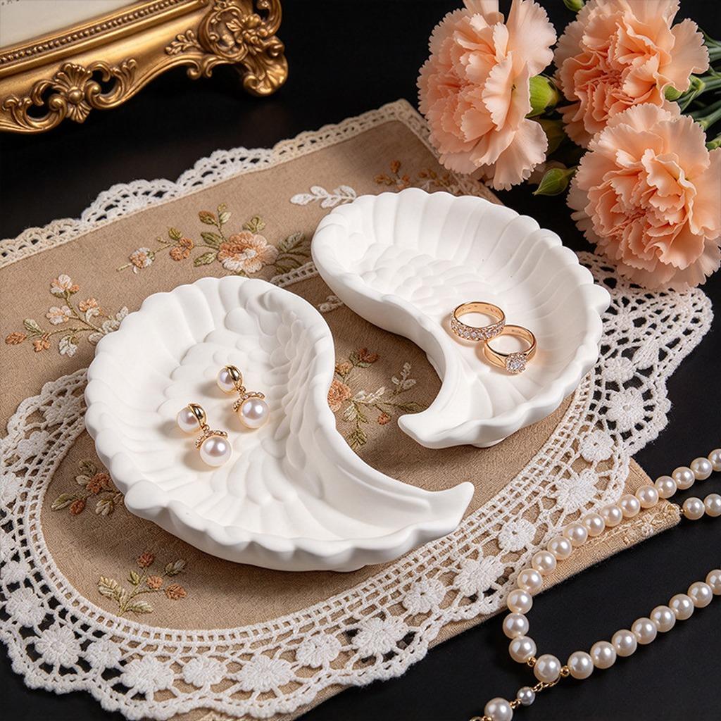 DIY Angel Wing Jewelry Tray Silicone Mold with Feather Texture for Resin DIY Ring Earring Storage Plate christmas novelties 2026