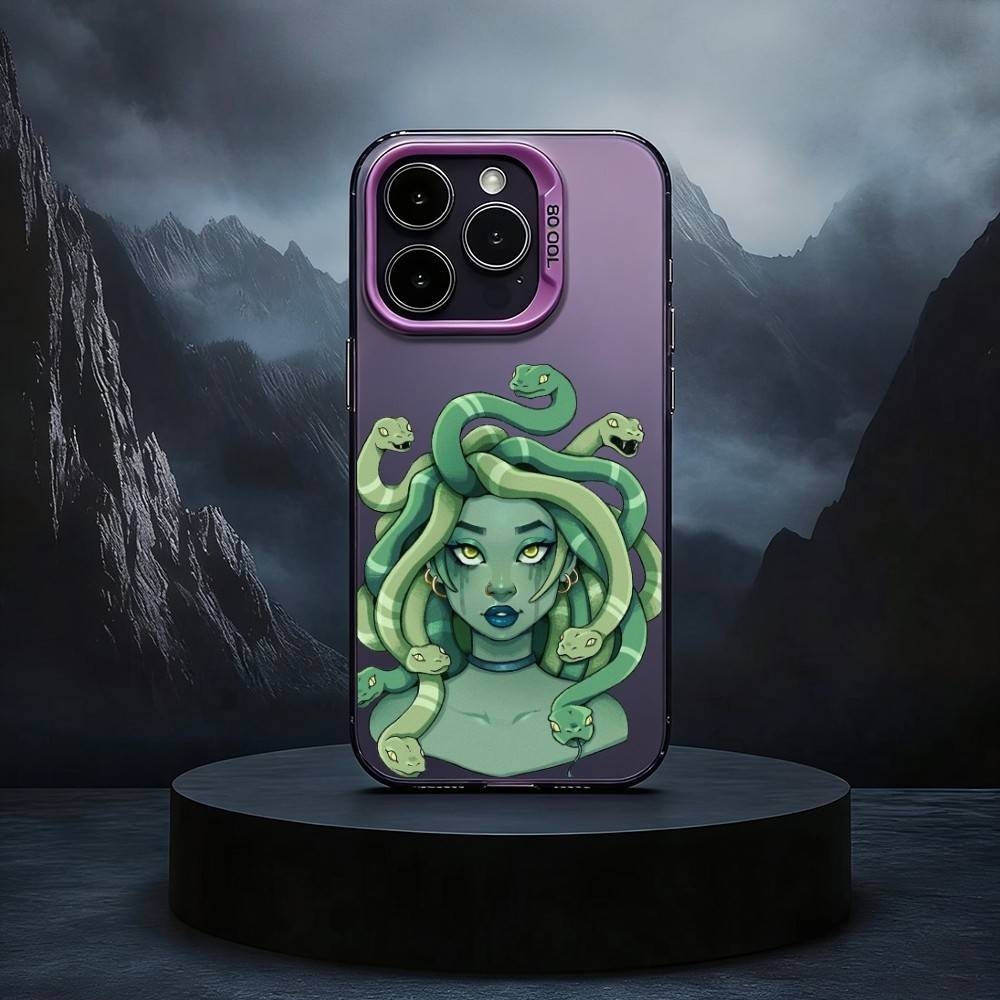 Medusa Greek Mythology Phone Case For iPhone17,16,15,14,13,12,11 Plus,Pro Max Black Candy silver phone case
