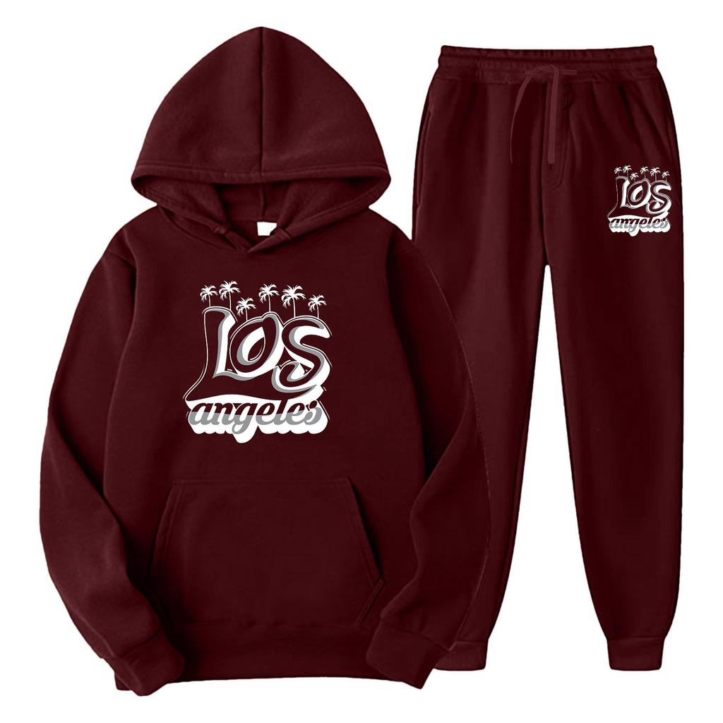 Men's suit pullover sweatshirt sweatpants set sweatshirt set fashion fleece men's hoodie