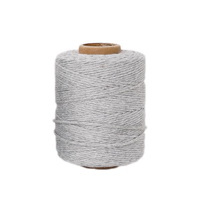 

DIY 2mm color two-color cotton rope, woven tapestry rope, Christmas party decoration gift packaging rope 2mm cotton rope 100m світло-сірого кольору
