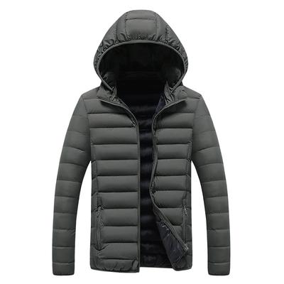 Rib Clothing Cotton Jacket Men's New Winter Solid Color Removable Hat Casual Trend Thickened Top Jacket Men