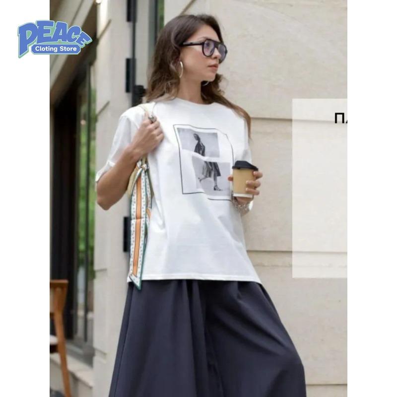 Commute Portrait Printed Menand Women T-shirts Made of 100% Pure Cotton for Summer Fashion Casual and Comfy Short Sleeved Tops