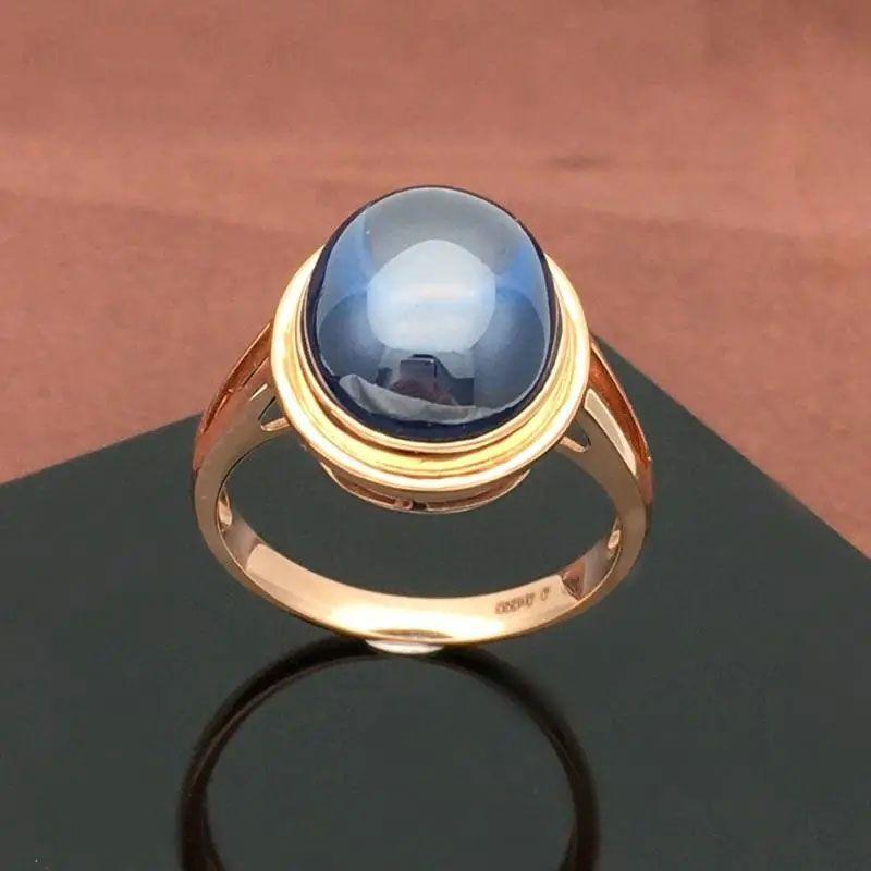 

Russian Purple Gold Inlaid Bluestone Ring, Simple And Fashionable High-End Rose Gold Plated Open Finger Jewelry Ring