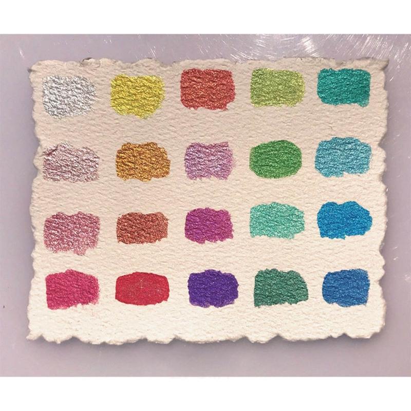 20 Colors Glitter Watercolor Paints Professional Artist Set for Painting on Paper Wood Stone Rock Fabric, DIY Nail