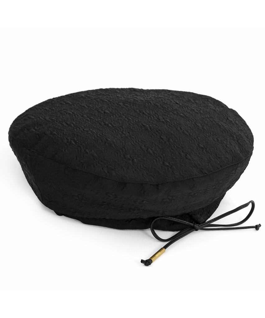 Eondeokeonteulolseutyudio Summer Strap Beret Plate Beret / Strap / Flower Bubble / Black