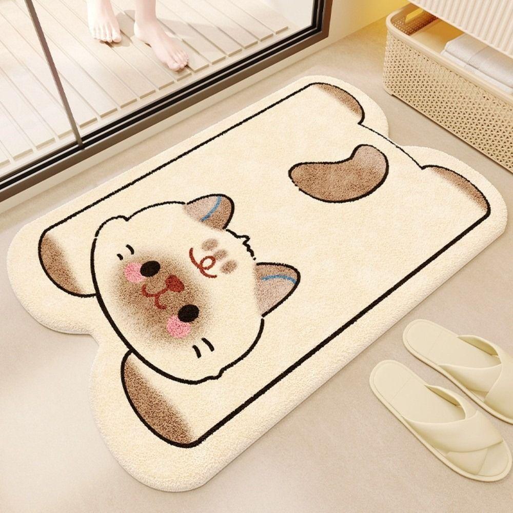 Material Bathroom Floor Mat Cartoon Design Thickened Foot Mat Irregular Shaped Water Absorption Toilet Carpet Bathroom Use