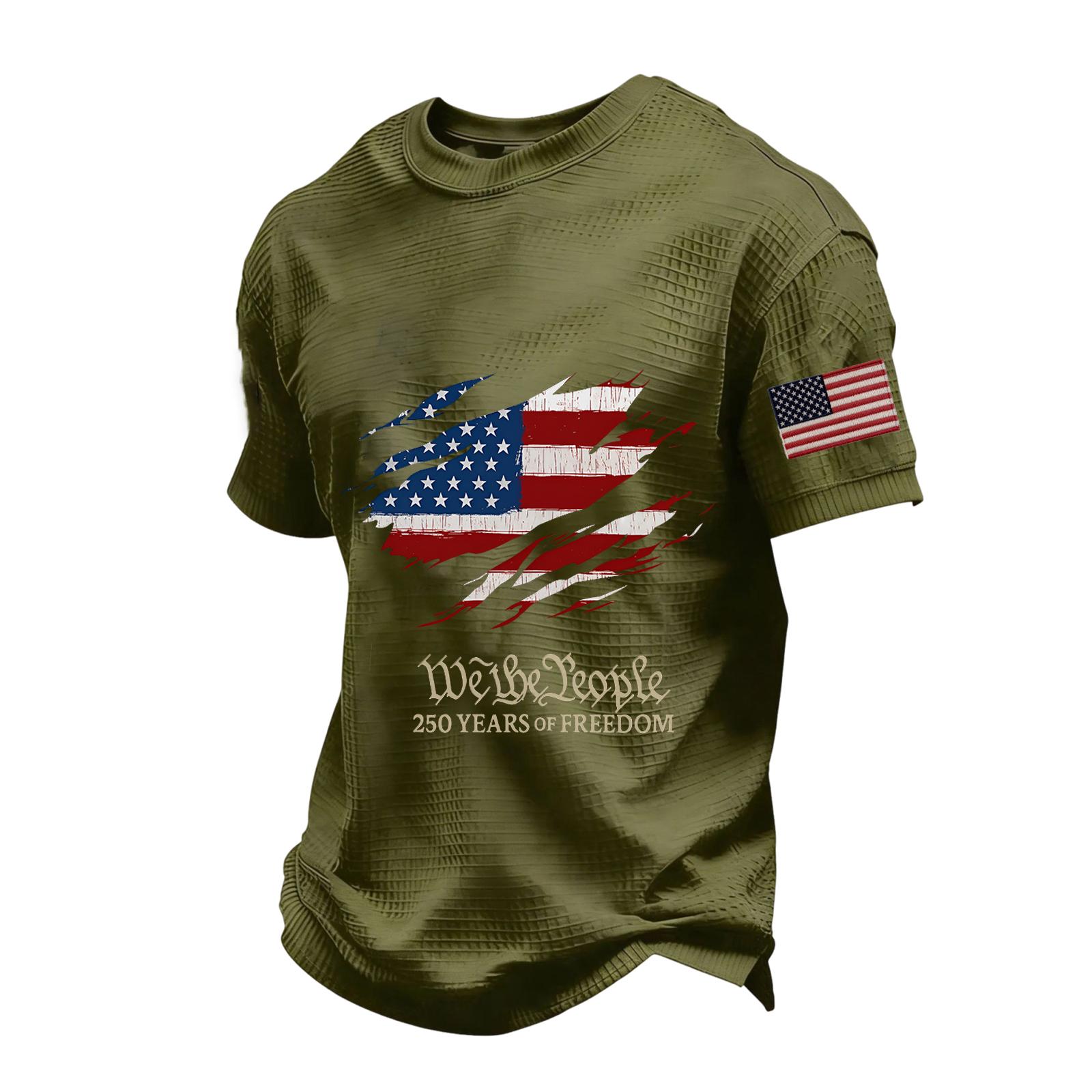 Men s Loose And Casual Flag-print T-shirt Short Sleeve Shirt L армия зеленый 1350₽