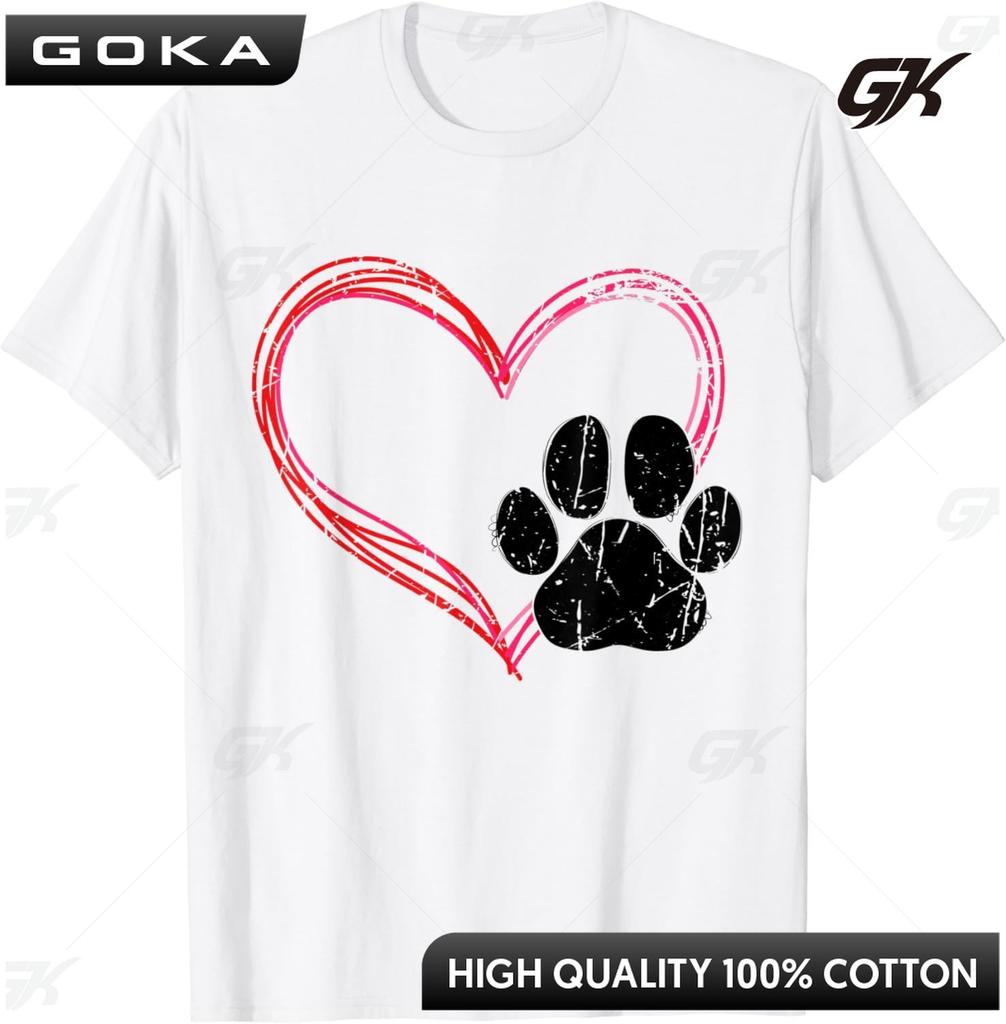 Dog Paw Print TShirt Fun Dog Pet Print Top  Men Clothing  Streetwear Graphic T Shirts Camisetas Unisex Clothes Great with Jeans