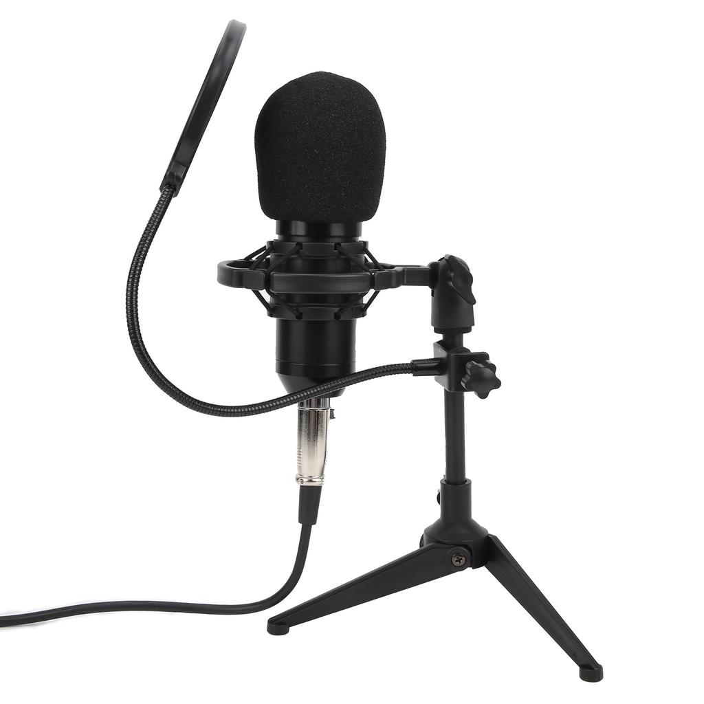 Condenser Microphone 3.5mm Plug with Adjustable Tripod Set Kit for Broadcast Recording
