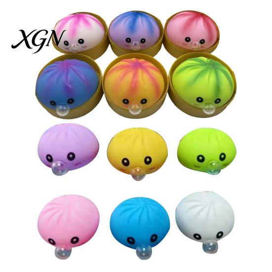 Dumpling Squeeze Toy Bubble Blowing with Steamer Box Soft Steamed Calming Hand Bun Sensory Decompression Dough Stress Ball Fidget Anxiety