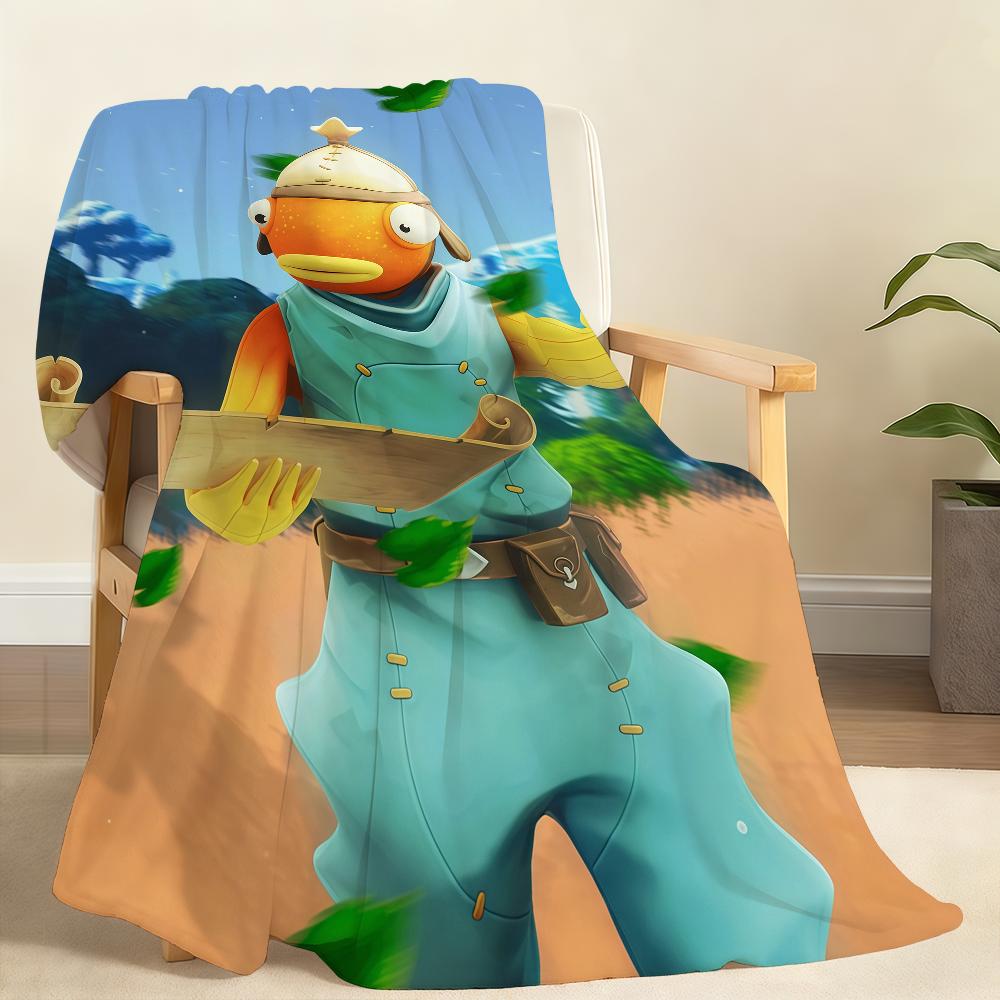 Game F-FORTNITE F-Fishstick Blanket Soft Throw Blanket for Home Bedroom Bed Sofa Picnic Travel Office Rest Cover Blanket Gift